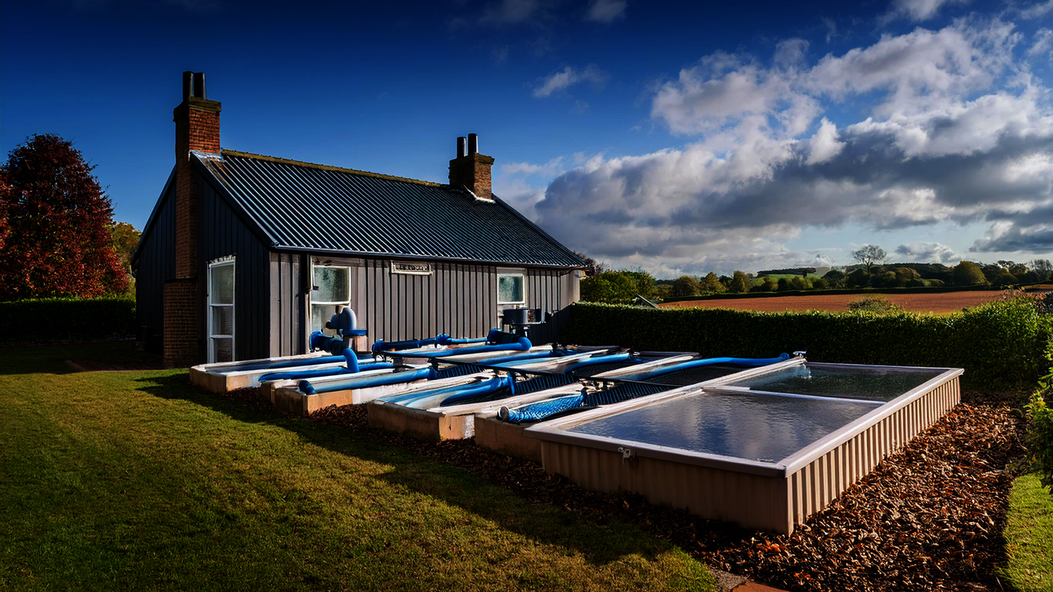 Rainwater Harvesting system setup beside a rural home using Rainy Filters technology